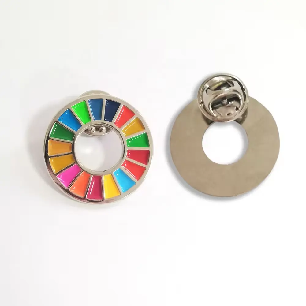 SDG Lapel Pin Factory Targets Development Sustainable SDG Soft Hard Enamel Brooch Pin