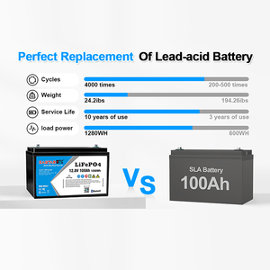 بطارية ليثيوم أيون قابلة لإعادة الشحن 12.8 فولت 100 أمبير في الساعة، حزمة بطاريات LiFePO4 للأنظمة الشمسية، مناسبة للمركبات الترفيهية والسيارات الكهربائية والدراجات والقوارب - Product Image 5