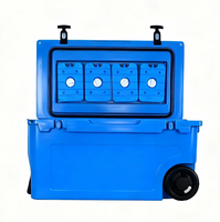 Glacière thermique rotomoulée à roulettes 55QT grande capacité étanche réutilisable avec logo personnalisé portable pour stockage alimentaire moderne en LLDPE