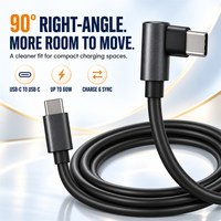 Câble de charge rapide USB C vers USB C 60W OEM ODM, câble de données Type C à angle droit de 90 degrés pour manette de jeu, ordinateur portable, téléphone portable
