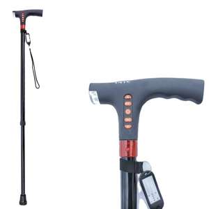 Bastón inteligente con radio, luz LED, mango antideslizante para personas mayores, bastón multifuncional para caminar, bastón de senderismo para exteriores, color negro - Product Image 3