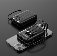 Batterie externe 10000 mAh avec câbles intégrés, charge rapide, chargeur portable léger, batterie de grande capacité pour téléphone et tablette