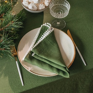 Custom Size Lace Trim <b>Linen</b> <b>Cloth</b> Napkin for Hotel Pure <b>Linen</b> Placemat Organic Embroidered <b>Linen</b> Cotton Wedding Napkins - Product Image 2