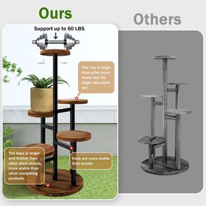 Étagère <span class=keywords><strong>en</strong></span> <span class=keywords><strong>bambou</strong></span> métallique à 3 niveaux, revêtement <span class=keywords><strong>en</strong></span> poudre, écologique, moderne, support de présentation de pot de fleurs de bureau - Product Image 6