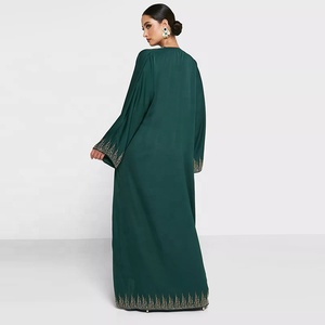 Muculmano nuovo floreale ultimo bel motivo a strisce Design manica lunga abito islamico abbigliamento donna musulmano Abaya Dubai - Product Image 2