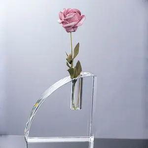 Vase à fleurs en verre cristal transparent, décoratif moderne et personnalisé, fait à la main, pour Table de mariage, 12 cm