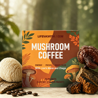 Poudre de café instantané aux champignons Lifeworth, OEM ODM, marque privée, vente en gros, mélange de café fonctionnel