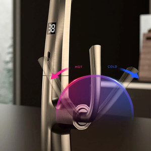 स्मार्ट एलईडी डिजिटल डिस्प्ले स्वचालित सेंसर रसोई नल आधुनिक बिच्छू नो-कॉन्टैक्ट इंडक्शन पुल-डाउन नल सिंगल सिंक छेद - Product Image 2