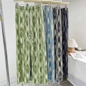 <span class=keywords><strong>Pantaloni</strong></span> Casual da Donna con Stampa Tie-Dye, Vita Alta con Coulisse, <span class=keywords><strong>Morbidi</strong></span> in Seta Ghiaccio, Gamba Larga, Primavera Estate - Product Image 3