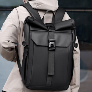 Custom Recycled Pet Waterproof Travel <b>Laptop</b> <b>Backpack</b> Usb Port Anti-theft <b>Roll</b> <b>Top</b> Rucksack Geometric Poly - Product Image 1