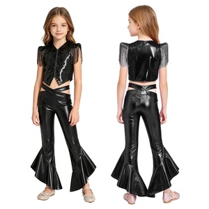 Costume de scène pour filles avec gilet à sequins et pantalon à franges, coupe cloche, pour spectacle de danse, personnalisable - Product Image 4