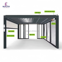 Kit de pergola bioclimatique motorisée à commande à distance avec lames rétractables - Composants modulaires en aluminium, autoportante, tailles personnalisées