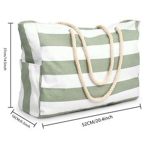 Bolsa de Playa a Rayas para Mujer, Ecológica, con Logotipo Personalizado, Resistente a la Arena, con Cierre, Impermeable, para Natación - Product Image 2