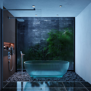 Baignoires transparentes en résine personnalisées pour usage domestique, hôtels, gîtes, petits appartements indépendants, spas ovales en <span class=keywords><strong>cristal</strong></span> - Product Image 3