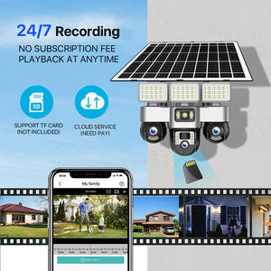 Caméra de sécurité solaire V380pro 12MP à 3 objectifs, 3 PTZ, avec éclairage de rue, projecteur, Wifi 4G, vision nocturne, suivi AI, réseau domestique, CCTV - Product Image 6