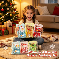 Coffret Cadeau Papeterie de Noël pour Enfants – Fournitures Scolaires de Vacances – Ensemble de Stylos Motif Père Noël, Bonhomme de Neige, Élan – Idéal pour Fêtes