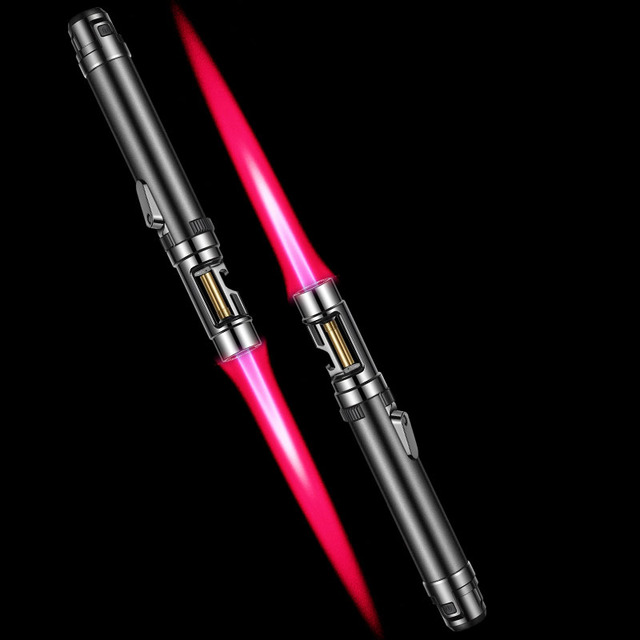 Hot-Selling Portable High-Power Welding Torch Red Flame Refillable Windproof Hand Metal Butane Torch Lighter for Camping