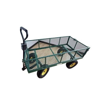 Chariot de jardin robuste en acier grillagé à quatre roues, conception pliable personnalisable OEM - Product Image 1