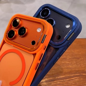 Transparent colours metal <b>camera</b> frame holder <b>magnetic</b> clear phone case with strap lanyard back cover for iPhone 11 12 17 pro - Product Image 3