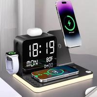 Nouvelle station de charge sans fil magnétique - Chargeur sans fil 7-en-1 avec lumière tactile et affichage de la température, port Type-C