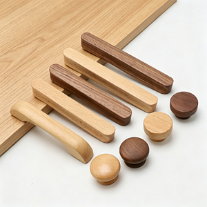 Solid Wood Cabinet <b>Pull</b> <b>Handles</b> Natural Oak Finish 128mm Hole Center T-Bar Design Kitchen Drawer Cupboard <b>Door</b> Furniture - Product Image 2