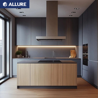 Armoires de cuisine noires Allure, comptoirs, armoires intelligentes et durables, meubles de cuisine modernes en bois
