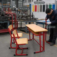Ensemble de bureau et chaise d'étudiant deux places avec plateau en mélamine HDF et structure en poudre époxy 1200x450x750mm – Fourniture pour projets scolaires