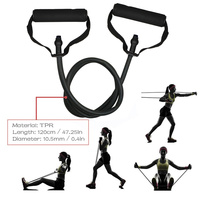 Bandas de Resistencia TPE de 5 Niveles con Asas, Cuerda Elástica para Yoga, Tubo de Ejercicio Ecológico para Entrenamiento de Fuerza en Casa
