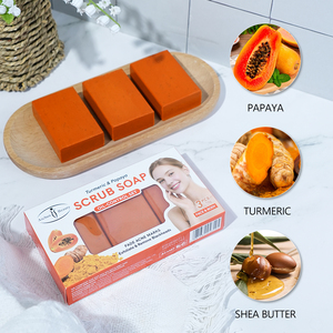 Natural <strong>Soap</strong> <strong>Set</strong> Organic Turmeric &amp; Papaya Scrub <strong>Soap</strong> Oil-Control <strong>Set</strong> Fade Acne Marks Refine Pores Natural <strong>Soap</strong> Bars Gift Box - Product Image 4