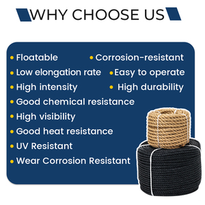 <span class=keywords><strong>Corde</strong></span> d'Amarrage pour Bateau Flottante de Haute Qualité, Tressée 3 Torons, 4mm-64mm, en Polyester, Polypropylène (PP) ou Nylon pour Usage Maritime - Product Image 2