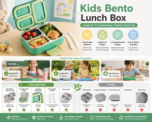 Boîte à lunch isotherme personnalisée en acier inoxydable 304 à 3 compartiments, sans BPA, étanche, pour enfants et étudiants, vente en gros - Product Image 1