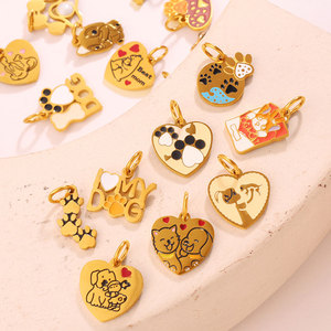 เครื่องประดับทอง PVD 14K 18K 316L สร้อยข้อมือสแตนเลสเสน่ห์ Kawaii เสน่ห์สุนัขสัตว์เลี้ยงจำนวนมากสำหรับสร้อยข้อมือสร้อยคอ - Product Image 3