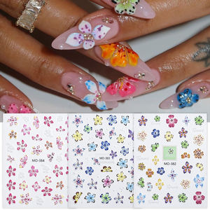 Caliente personalizado 3D relieve flor uñas arte pegatinas <span class=keywords><strong>manicura</strong></span> DIY autoadhesivo colorido flor uñas pegatinas - Product Image 1