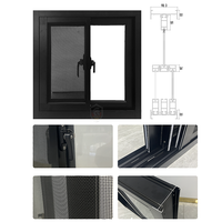 Fenêtre coulissante en aluminium noir sur mesure, verre trempé NFRC, fenêtre coulissante en verre aluminium pour l'extérieur de la maison