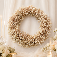 Handgefertigter Weißer Konservierter Schleierkraut-Kranz, Baby's Breath Blumengirlande für Hochzeit, Weihnachten, Heim-Wanddekoration - Modern und Leicht