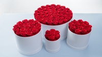 Roses éternelles pour un cadeau de saint-valentin, fleurs tenue longue durée, pour la saint-valentin, avec une boîte ronde, vente en gros,