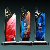 Aangepaste Logo K9 Kristal Materiaal Hoge Kwaliteit Kleurendruk Kristal Award Glazen Trofee