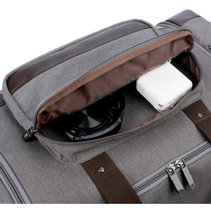 <span class=keywords><strong>Bolsa</strong></span> <span class=keywords><strong>de</strong></span> equipaje informal unisex <span class=keywords><strong>de</strong></span> lona, ​​gran capacidad, expandible, para deportes, Fitness, viajes, cierre con cremallera, asa suave, correa ajustable - Product Image 4