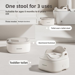 Silla de Entrenamiento para Ir al Baño 3 en 1 para Bebés, con Asiento Acolchado de PVC, Lavable, de Plástico - Product Image 2