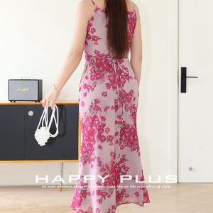 Vestido de verano de talla grande para mujer, con estampado floral, ajustado, estilo sirena, con tirantes finos, color rosa, para vacaciones, N9153 - Product Image 5