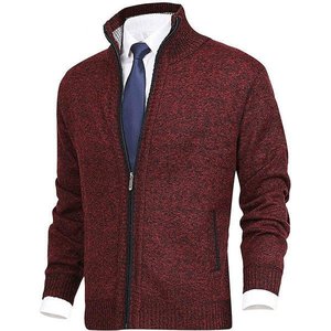 Cardigan da Uomo in Lana Stile Casual Personalizzato con Collo Alto, Giacca in Maglia Felpata alla Moda Taglie Forti - Product Image 3