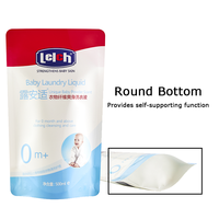 Sachet Doypack 500ml (16.9fl oz) en PET/NY/PE Blanc avec vernis brillant, couleurs bleu, rouge, blanc, 10 microns, pour liquide lessive bébé