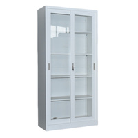 Armoire à portes coulissantes en métal et verre à prix d'usine, vente en gros, avec étagères réglables pour l'archivage de documents et de livres