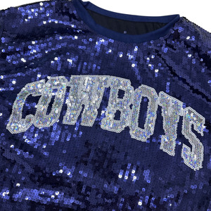 Haut court décontracté à <span class=keywords><strong>sequins</strong></span> bleus et argentés pour le football américain NFL, idéal pour les jours de match des Dallas Cowboys – T-<span class=keywords><strong>shirt</strong></span> maillot à <span class=keywords><strong>sequins</strong></span> - Product Image 6