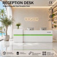 Bureau d'accueil multi-personnes au design moderne, de forme oblongue, en MDF écologique, durable, pour usage commercial, salle de sport, école, hôpital