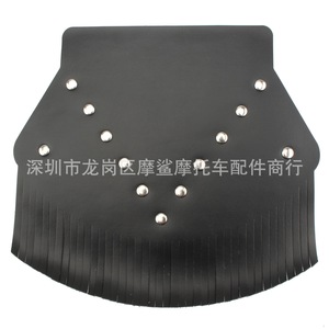 บังโคลนรถมอเตอร์ไซค์ Moshark สีดำ หนังแท้ ตกแต่งหมุดโลหะ ป้องกันโคลนด้านหน้าและด้านหลัง เพื่อความปลอดภัย - Product Image 1