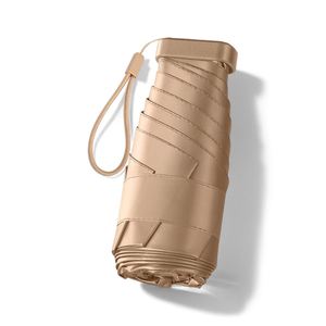 Modern Travel Mini Five-fold <b>Pocket</b> Umbrella with UV Protection Customized Color Semi-Automatic Opening Gold <b>Plastic</b> Gift Box - Product Image 5