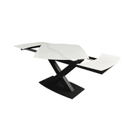 Table de Salle à Manger Extensible Luxe Marbre Rond à Ovale en Céramique, Table à Manger Ovale Marbre 8 Places