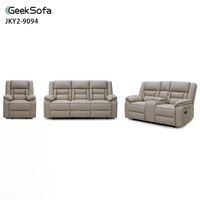 Ensemble de canapés inclinables sectionnels manuels en cuir moderne Geeksofa 3 2 1 avec console pour salon
