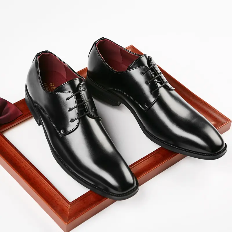Simple Adult Men's Dress Shoes Formal Leather Shoes Solid Color Microfiber Waterproof Men's Casual Shoes Gentlemen Career Oxford
